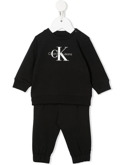 Calvin Klein Babies' Logo-print Tracksuit Set In Black
