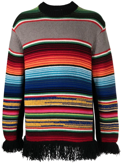 Junya Watanabe Stripe Crewneck Sweater Multicolor In Multi-colored