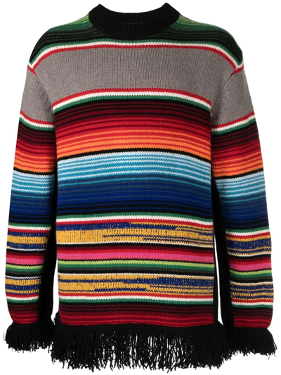 Junya Watanabe Striped-knit Crew-neck Jumper In Multi