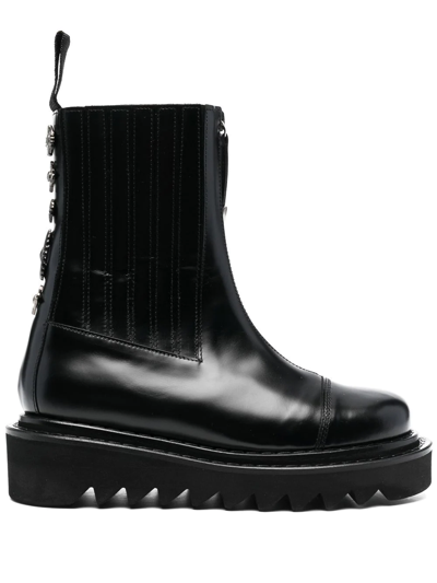 Toga Ridged Sole Ankle Boots In Black