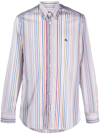 Etro Striped Logo-embroidered Shirt In Multicolor