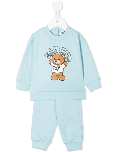 Moschino Babies' Teddy Bear-print Tracksuit Set In Blue