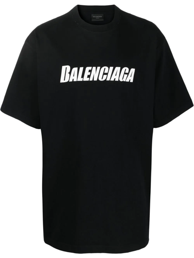 Balenciaga Logo印花棉t恤 In Black