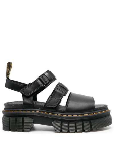 Dr. Martens' Ricki Leather 3-strap Platform Sandal In Black