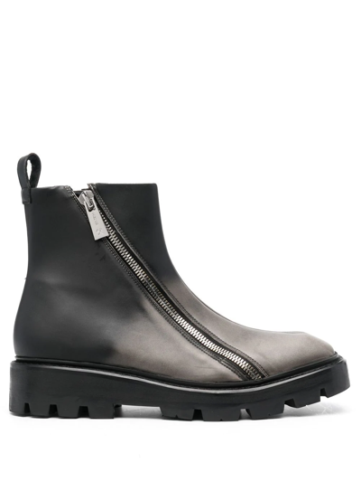 Gmbh Double-zip Ombré Ankle Boots In Black