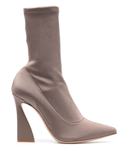 Gianvito Rossi Grey  Pull-on Pointed-toe Ankle Boots In Beige