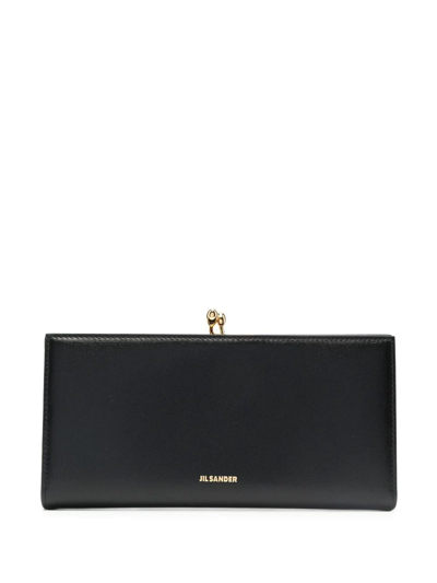 Jil Sander Medium Goji Leather Purse In Black