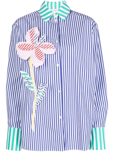 Mira Mikati Patch-detail Striped Shirt In Multicolour
