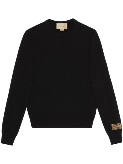 Gucci Logo Patch Cashmere Jumper In Black