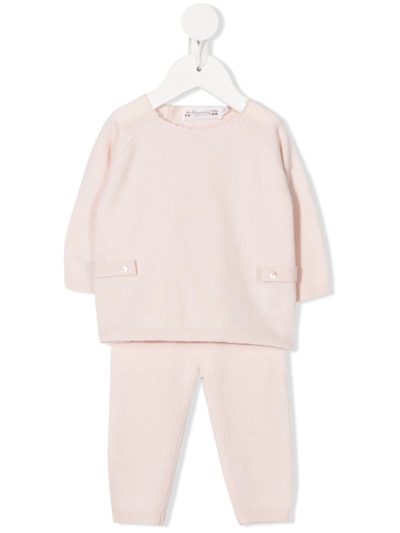 Bonpoint Babies' Scallop-collar Wool Ensemble In Pink