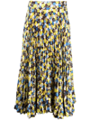 Plan C Twill Daisy Bouquet Print Skirt In Yellow