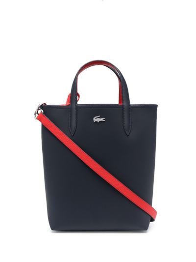 Lacoste Anna Two-tone Tote Bag In Blue