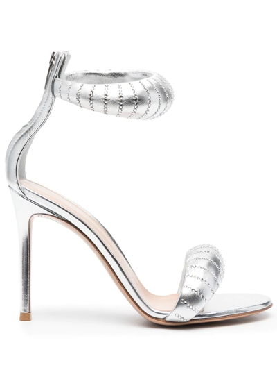Gianvito Rossi Crystal-embellished Metallic Sandals In Silver