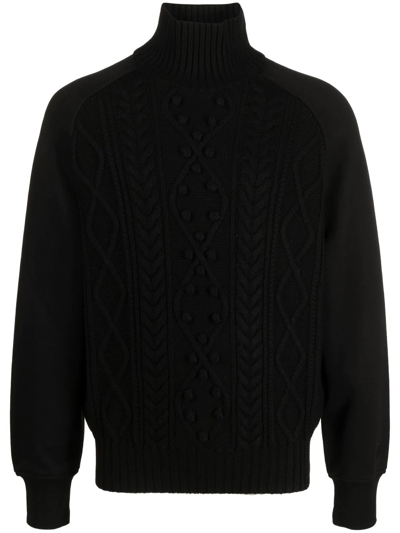 Neil Barrett Embroidered-logo Sleeve Knit Jumper In Black Black