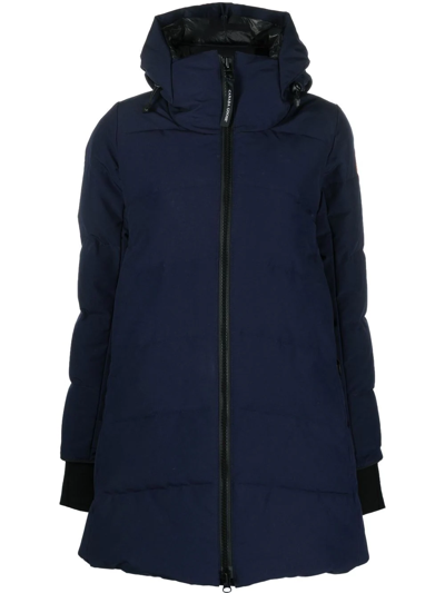 Canada Goose Logo-patch Sleeve Padded Coat In Blue