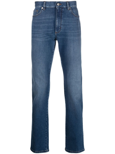 Zegna Mid-rise Straight-leg Jeans In 2 Dark Blue