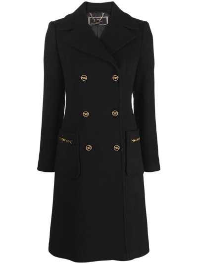Elisabetta Franchi Trapeze-line Cloth Coat In Black