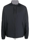 Zegna Reversible Zip-up Sports Jacket In Navy Blue/grey