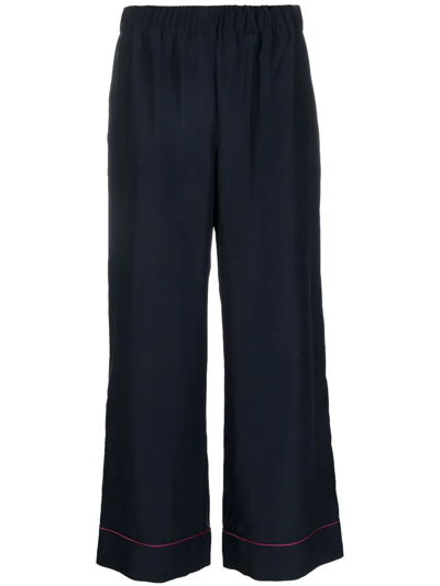 P.a.r.o.s.h Parosh Straight-leg Cropped Trousers In Navy Blue