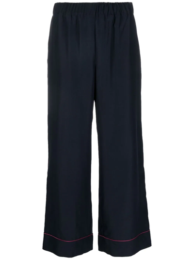 P.a.r.o.s.h Parosh Straight-leg Cropped Trousers In Dark Blue