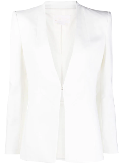 Genny Long-sleeve Wool-silk Blazer In White