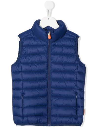 Save The Duck Teen High-neck Padded Gilet In Blue