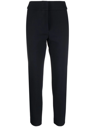 Peserico Cropped Tapered-leg Trousers In Blue