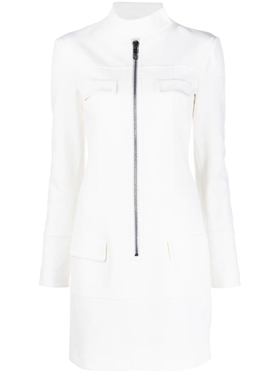 Genny Zip-up Fitted Dress In White