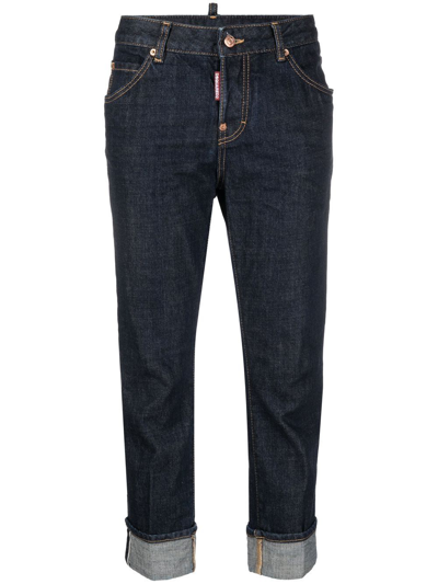 Dsquared2 Cropped Denim Jeans In Multi-colored