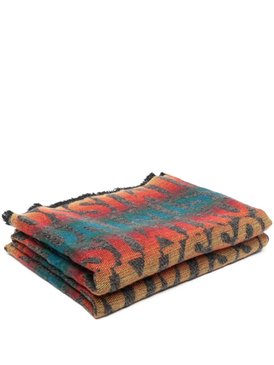 Missoni Intarsia-knit Logo Throw In Grey