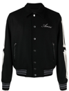 Amiri Twill Wool Bones Bomber Jacket With Patches In Black