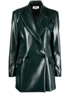 Mm6 Maison Margiela Peak Lapel Double Breasted Faux Leather Blazer In Green