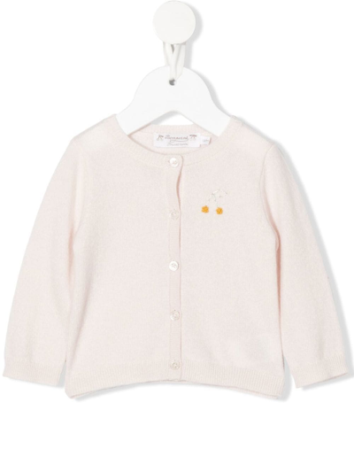 Bonpoint Babies' Logo-embroidered Cashmere Cardigan In Neutrals