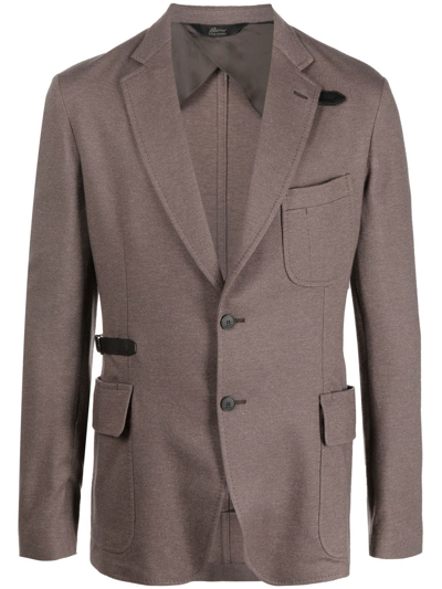 Brioni Single-breasted Button Blazer In Brown