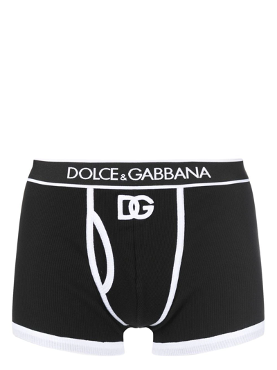 Dolce & Gabbana Logo-waistband Boxer Shorts In Black