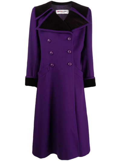 Pre-owned Saint Laurent Two-tone Double-breasted Coat In Purple