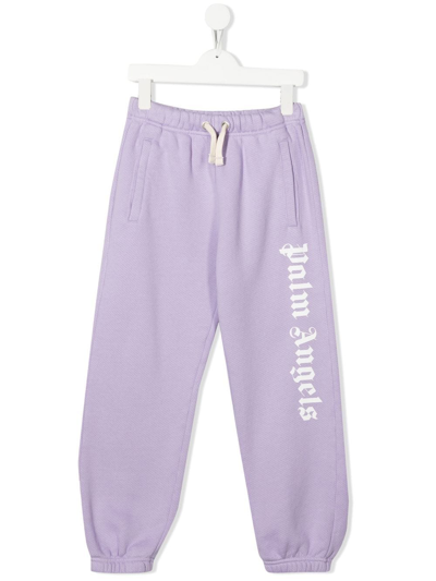Palm Angels Kids' Logo-print Track Pants In Purple