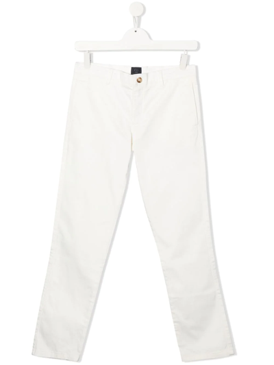Fay Kids' 5-pocket Cotton Trousers In White