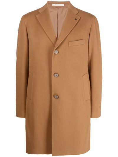 Tagliatore Single-breasted Wool Coat In Brown