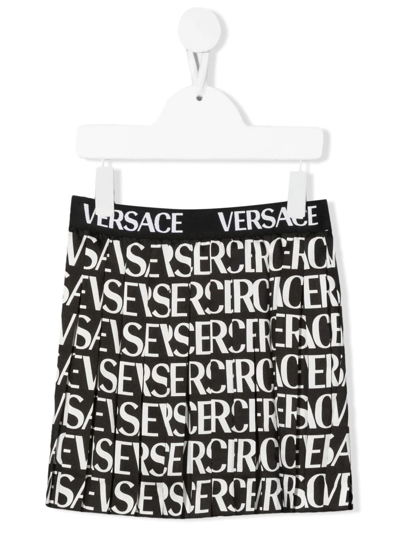 Versace Kids Black Pleated Skirt In 5b040 Black