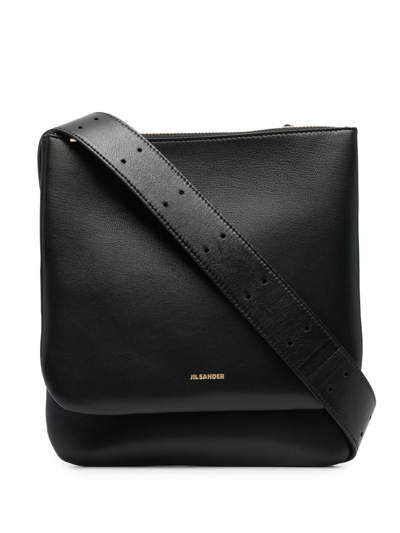 Jil Sander Ombra Leather Crossbody Bag In Black