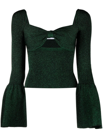 Self-portrait Cut-out Knitted Jumper In Green
