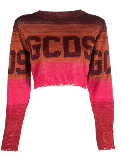 Gcds Cropped Sweater With Lurex Threads In Multicolor