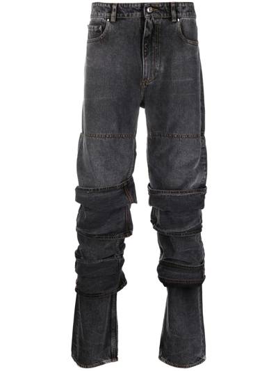 Y/project Layered-design Mid-rise Jeans In Black