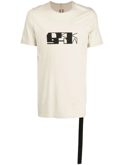 Rick Owens Drkshdw Level Graphic-print Cotton-jersey T-shirt In White