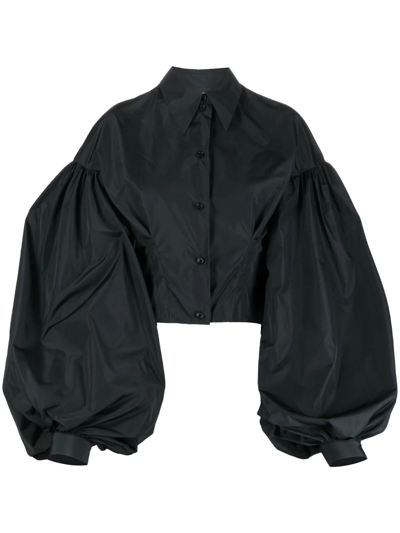 Del Core Exaggerated Balloon-sleeve Shirt In Black