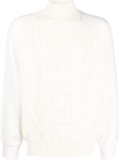 Neil Barrett White Embroidered-logo Sleeve Knit Jumper