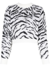 Alessandra Rich Zebra Intarsia Knitted Sweater In White