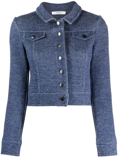 Charlott Cropped Button-up Wool Jacket In Blue