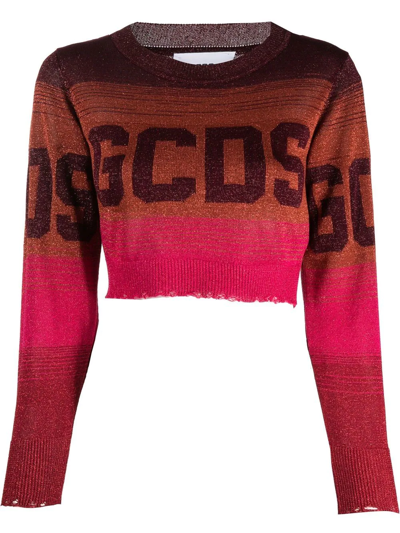 Gcds Cropped Sweater With Lurex Threads In Multicolor